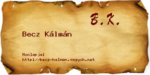 Becz Kálmán névjegykártya